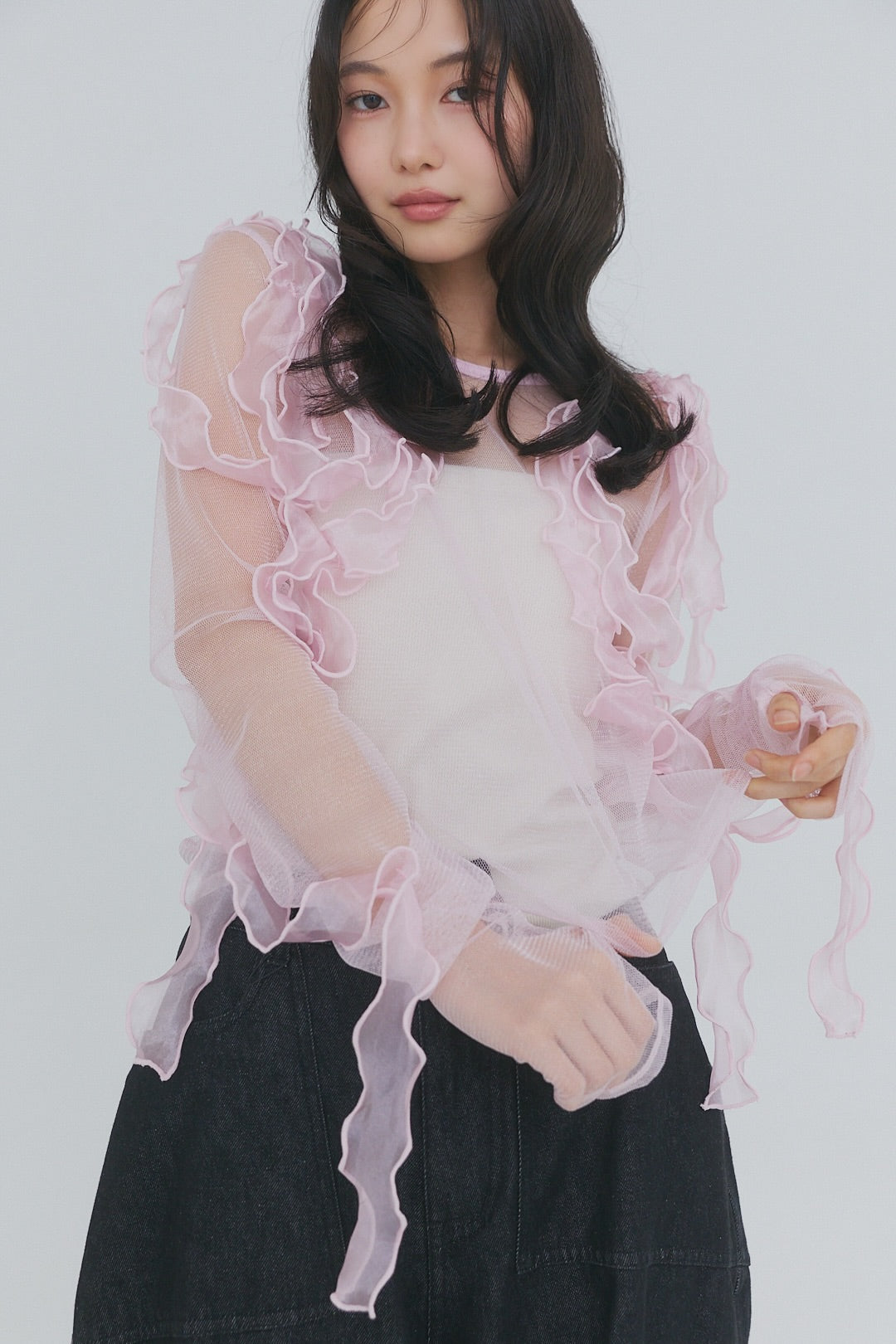 random ribbon sheer tops