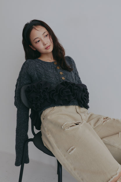 corsage knit cardigan