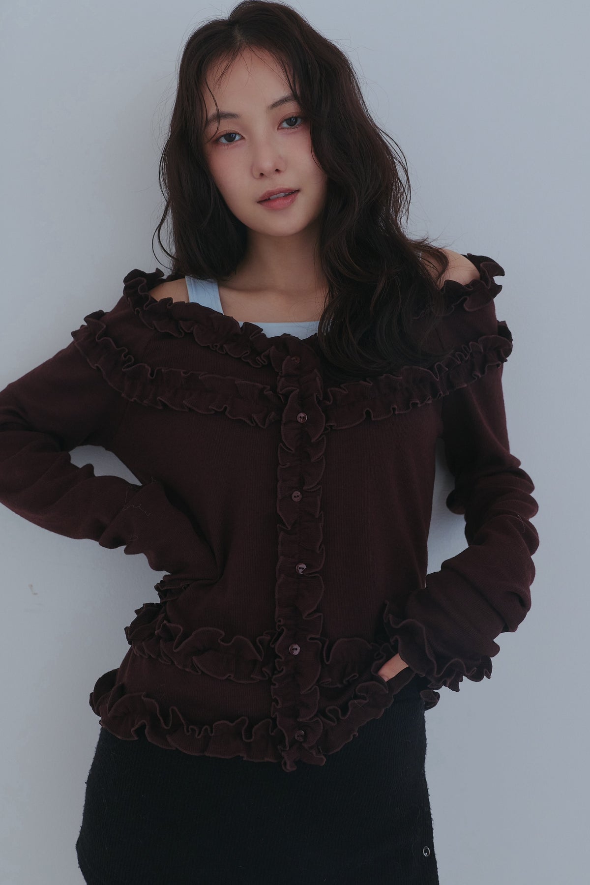 bicolor layered rib knit