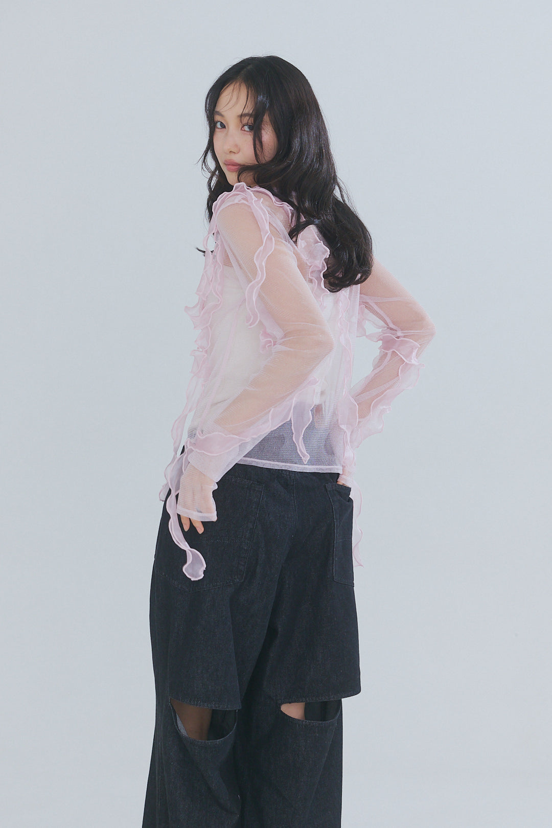 andequal デニム back slit curve denim pants back slit curve denim