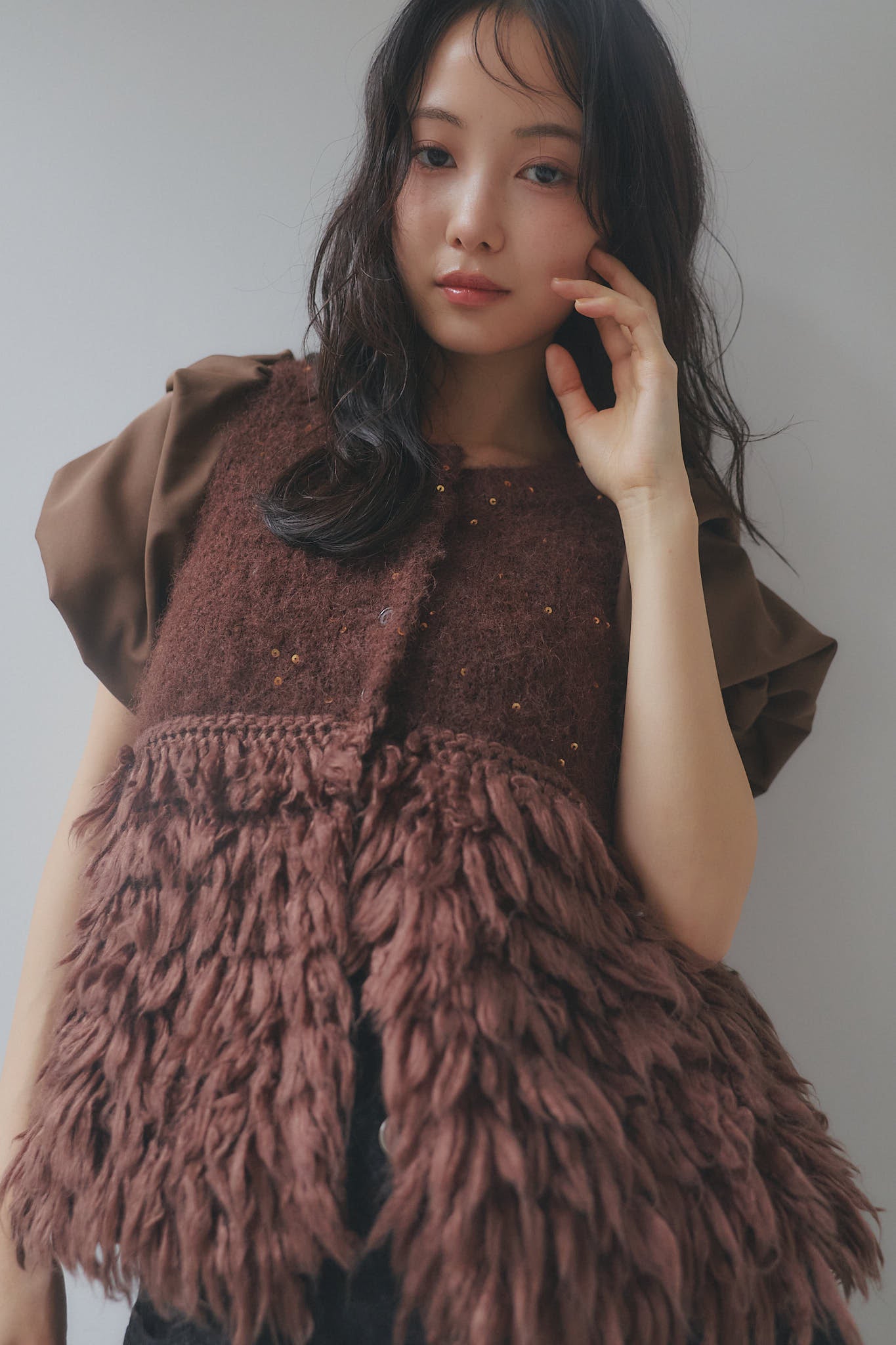 fringe design glitter summer knit