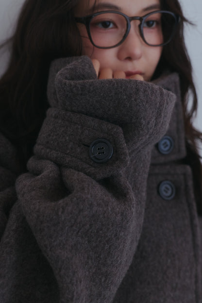 wrap collar wool coat