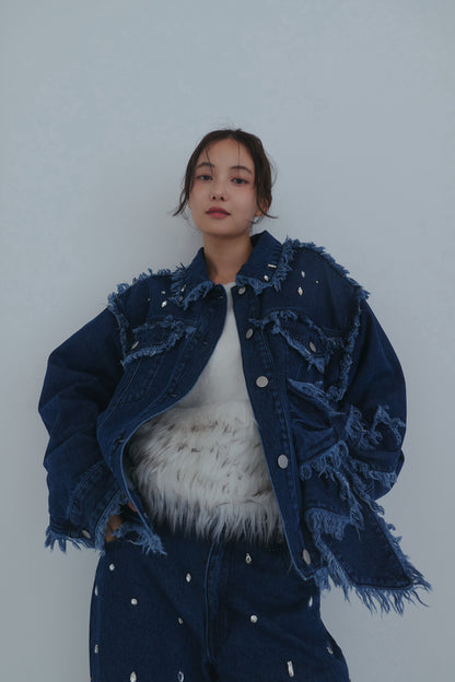 ribbon design denim jacket