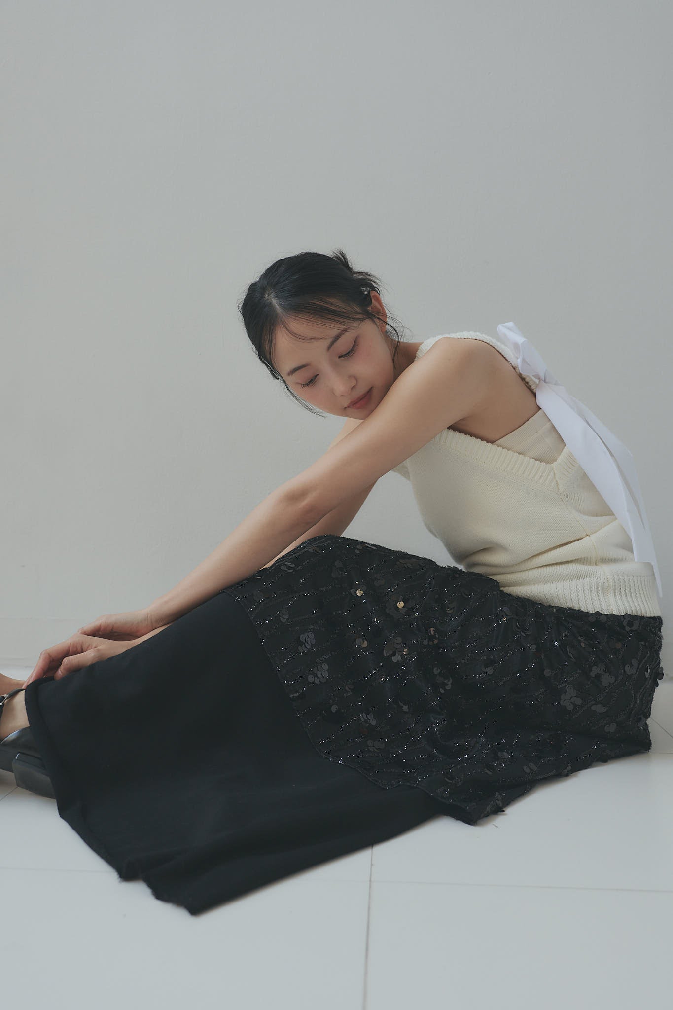 spangle layered sweat skirt