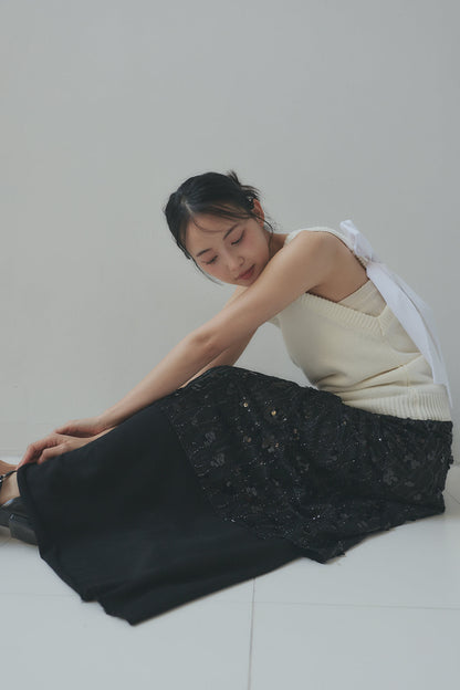 spangle layered sweat skirt