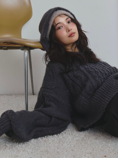 cable knit hoodie