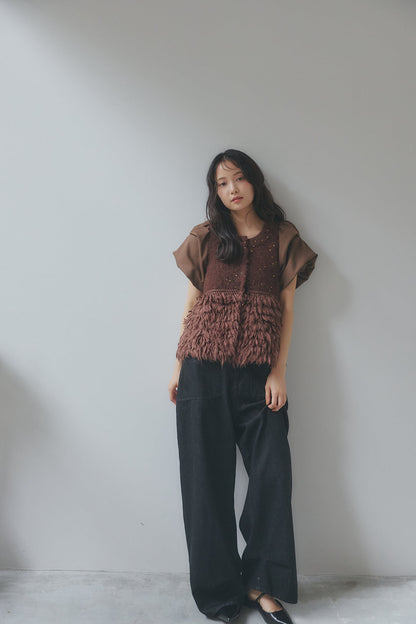 fringe design glitter summer knit