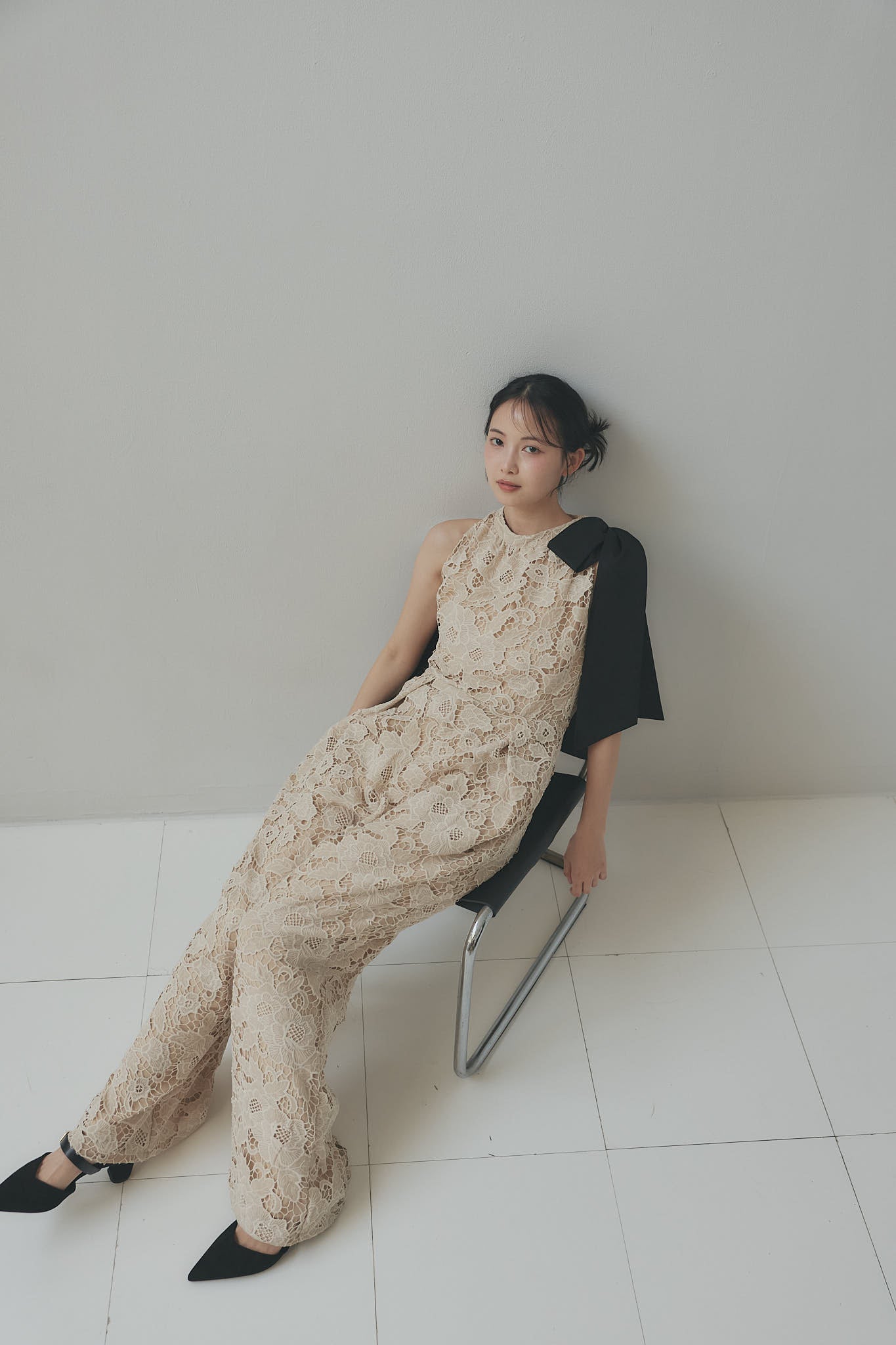 ribbon shoulder lace combinaison