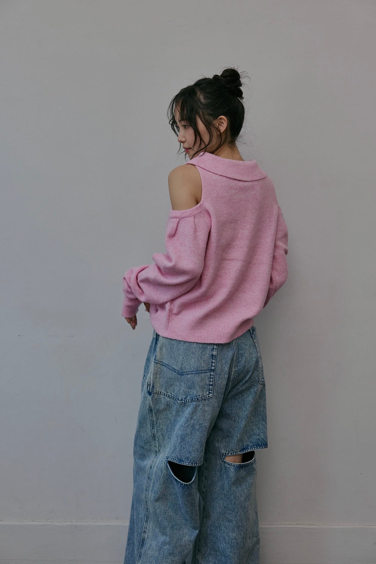 collar design shoulder knit