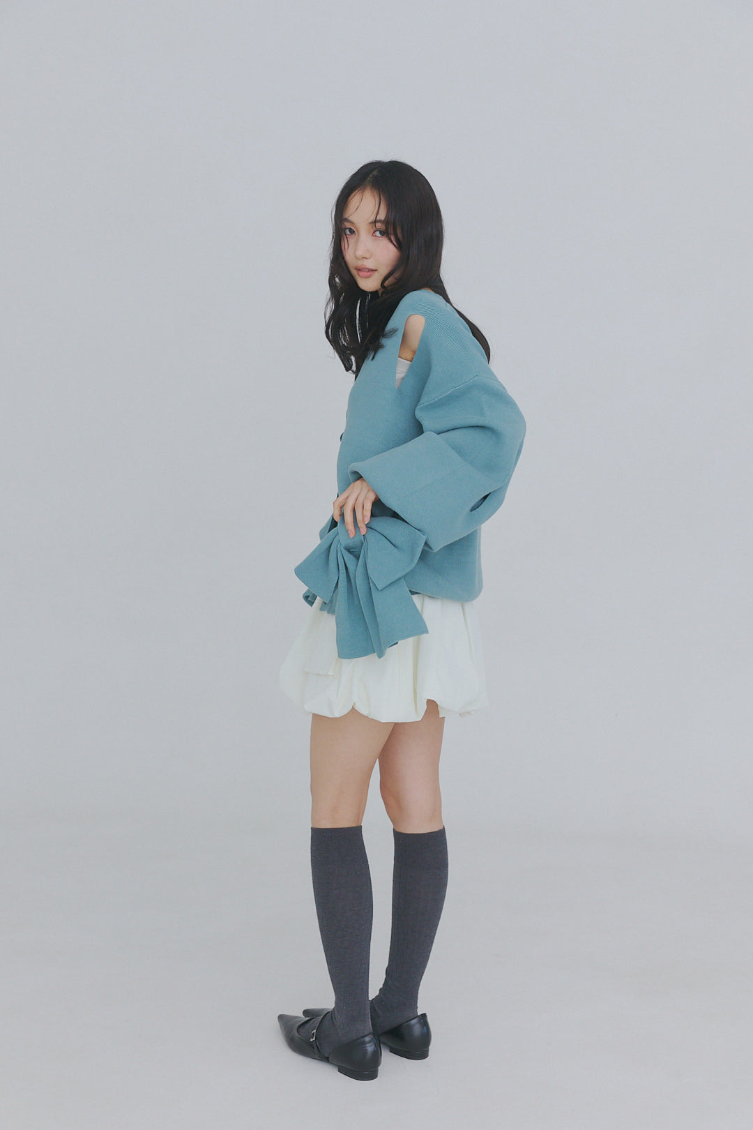 hole ribbon spring cardigan