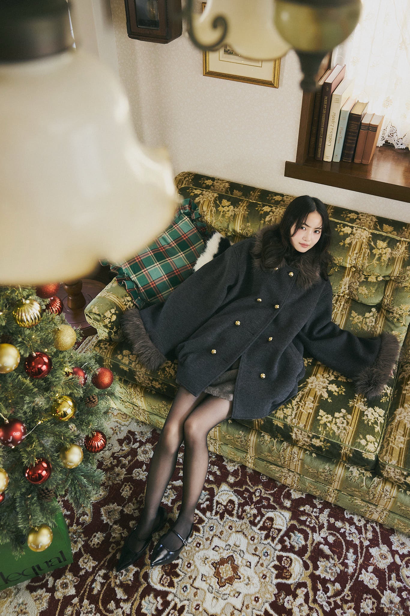 collar fur cocoon coat