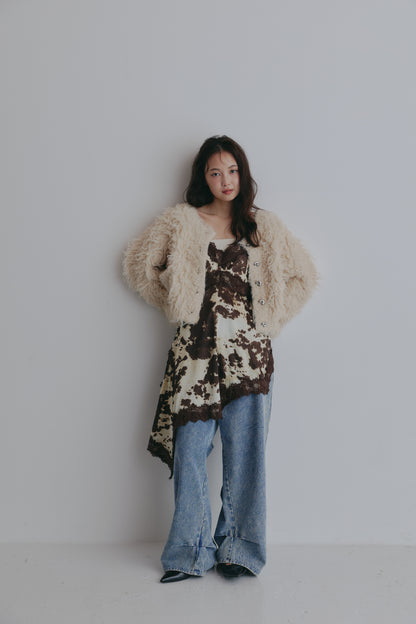 unique button short cardigan