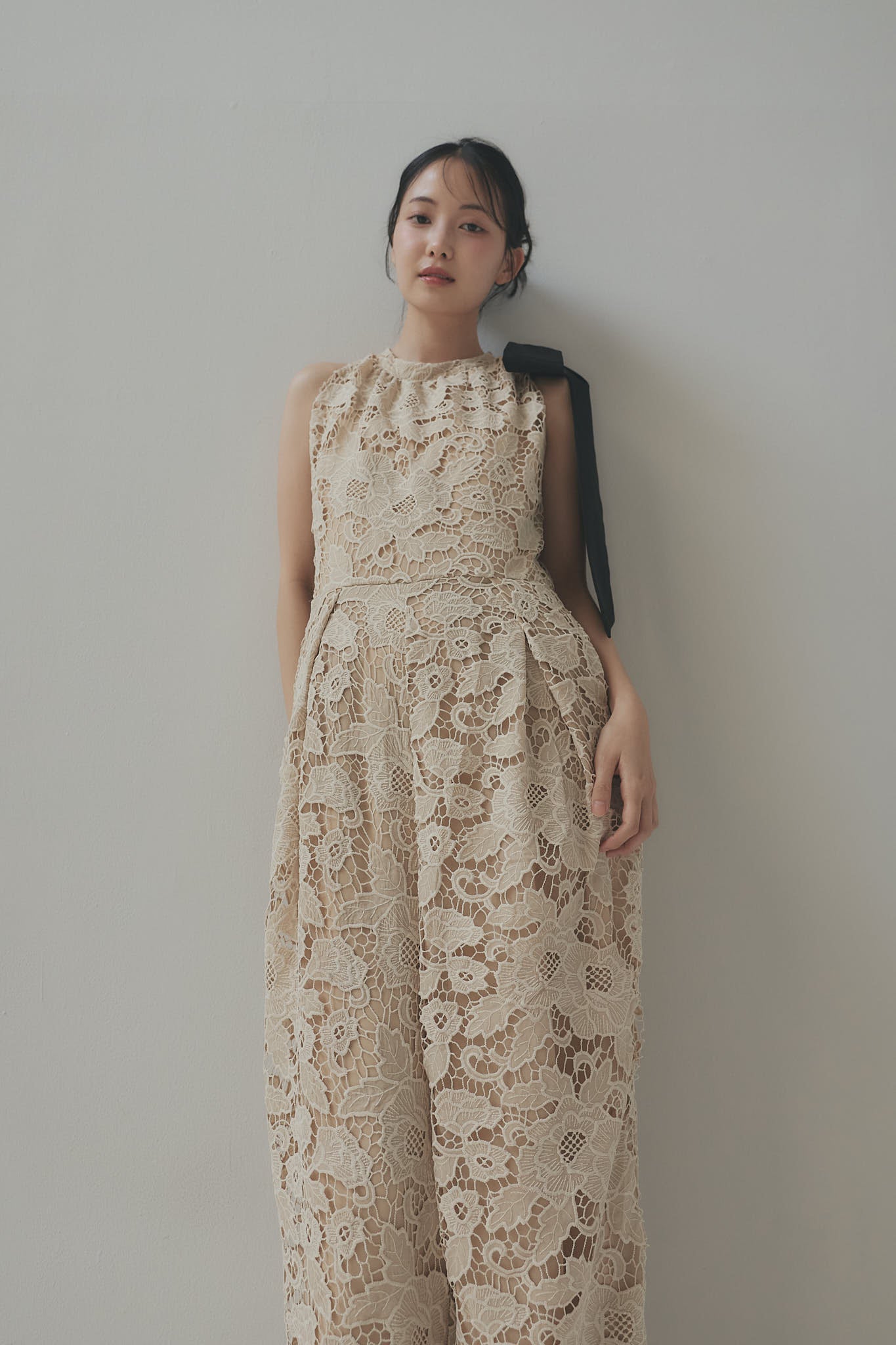 ribbon shoulder lace combinaison