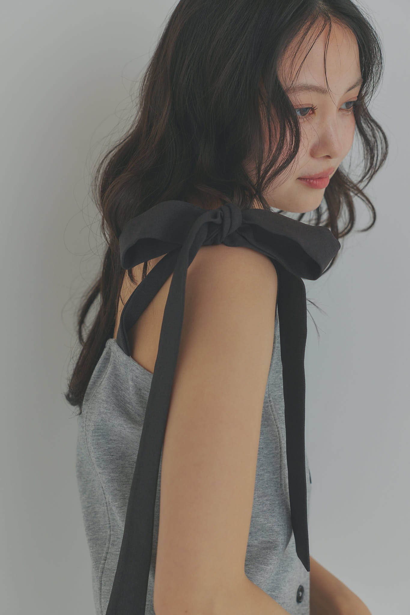 ribbon shoulder sweat bustier
