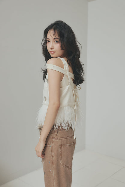 feather design bijou bustier