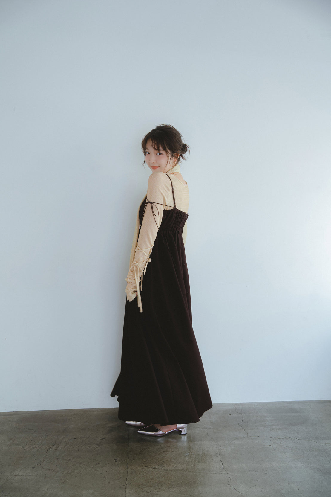 Andequal アンドコール ribbon sleeve tops シルバー ribbon sleeve tops – andequal