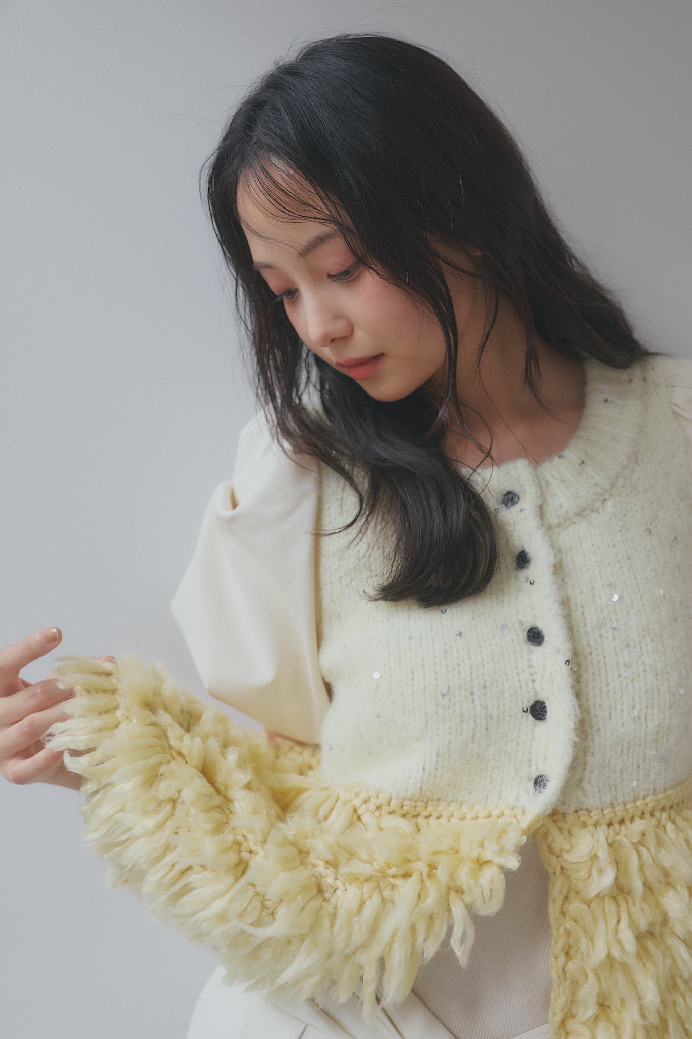 fringe design glitter summer knit