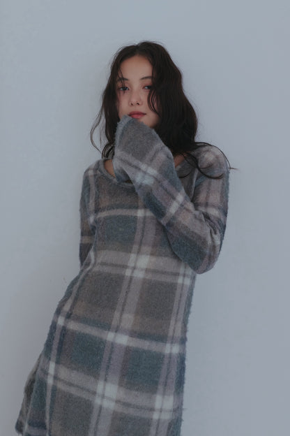 sheer checked one-piece