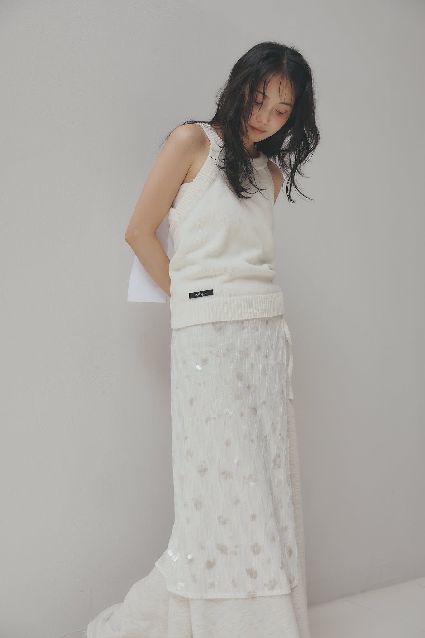 spangle layered sweat skirt