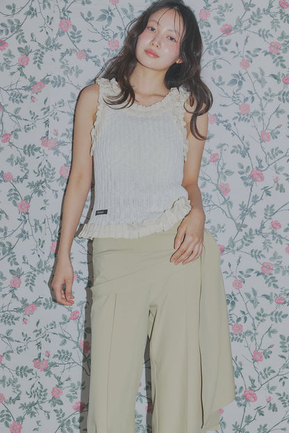 sheer rib frill tops