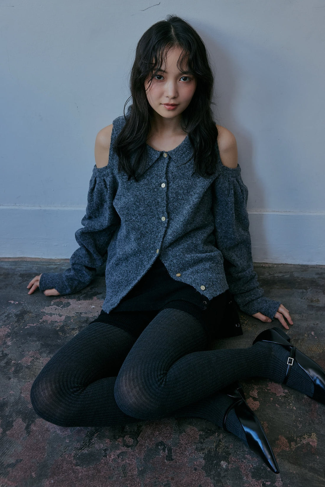 collar design shoulder knit