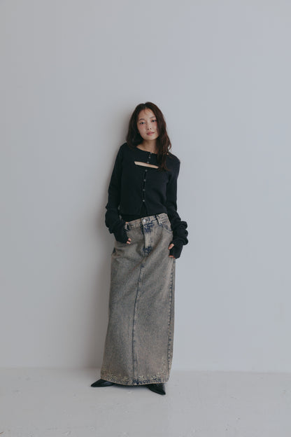 embroidered denim skirt