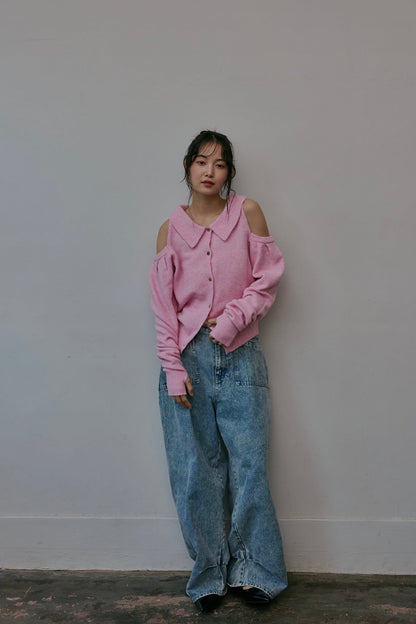 collar design shoulder knit