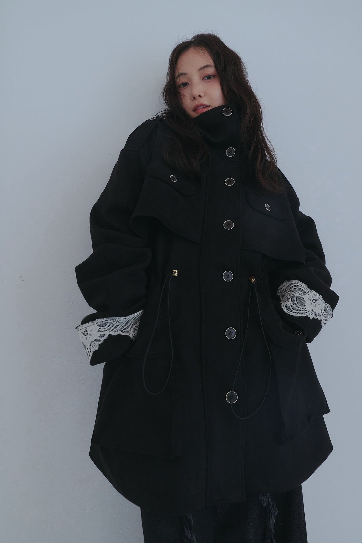 drawstring trench jacket