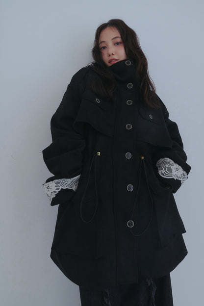 drawstring trench jacket