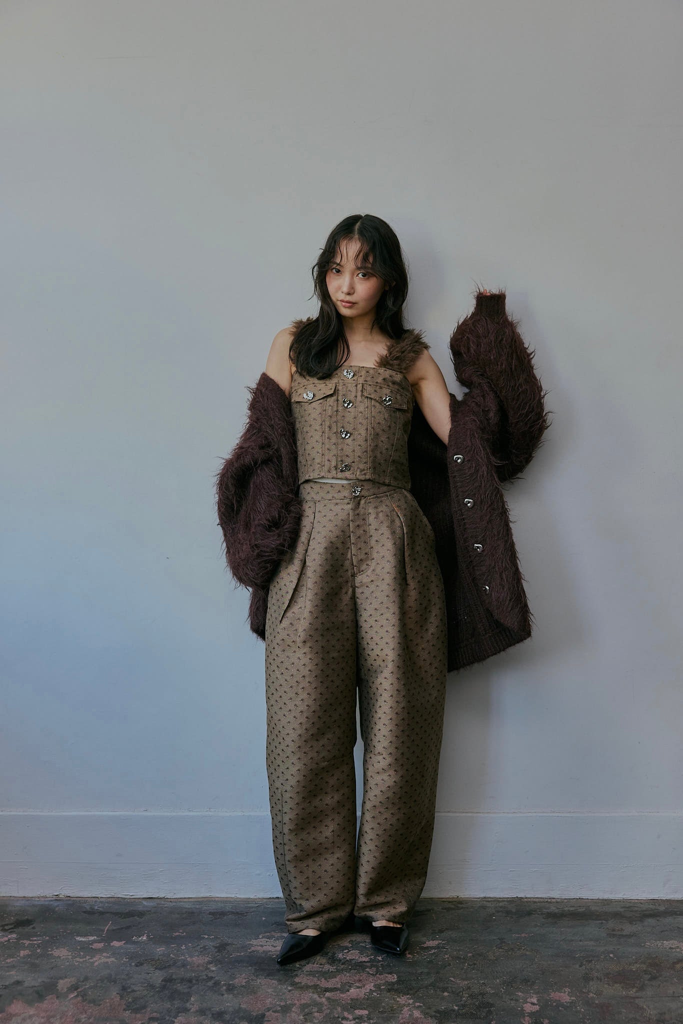 fur docking jacquard bustier – andequal