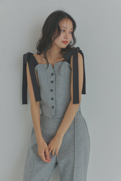 ribbon shoulder sweat bustier