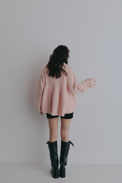 fluffy collar peplum knit