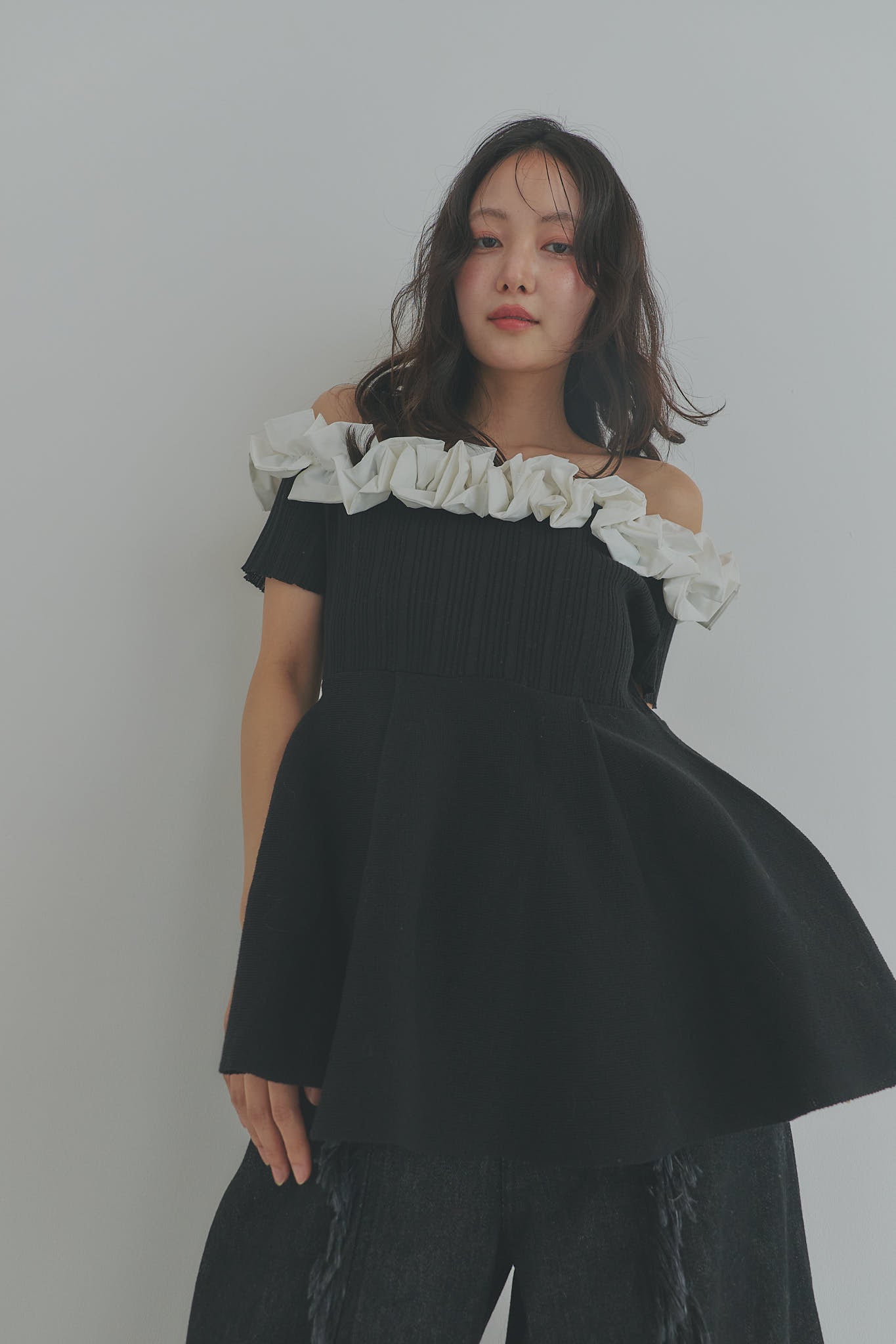 off shoulder frill knit (完売品) off shoulder frill knit – andequal