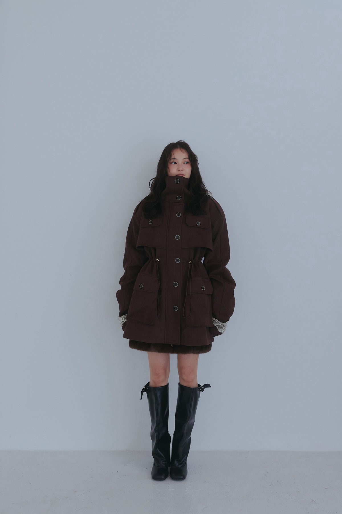 drawstring trench jacket
