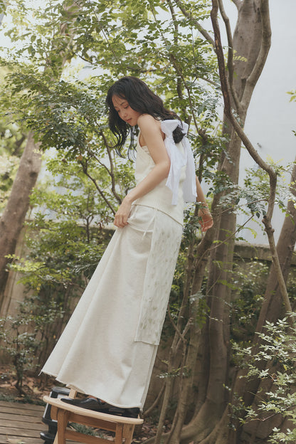 ribbon halter neck knit tops
