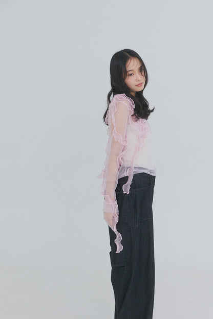 random ribbon sheer tops