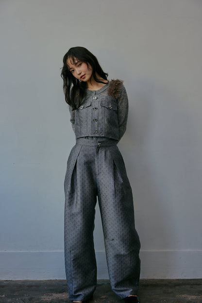 jacquard tuck pants