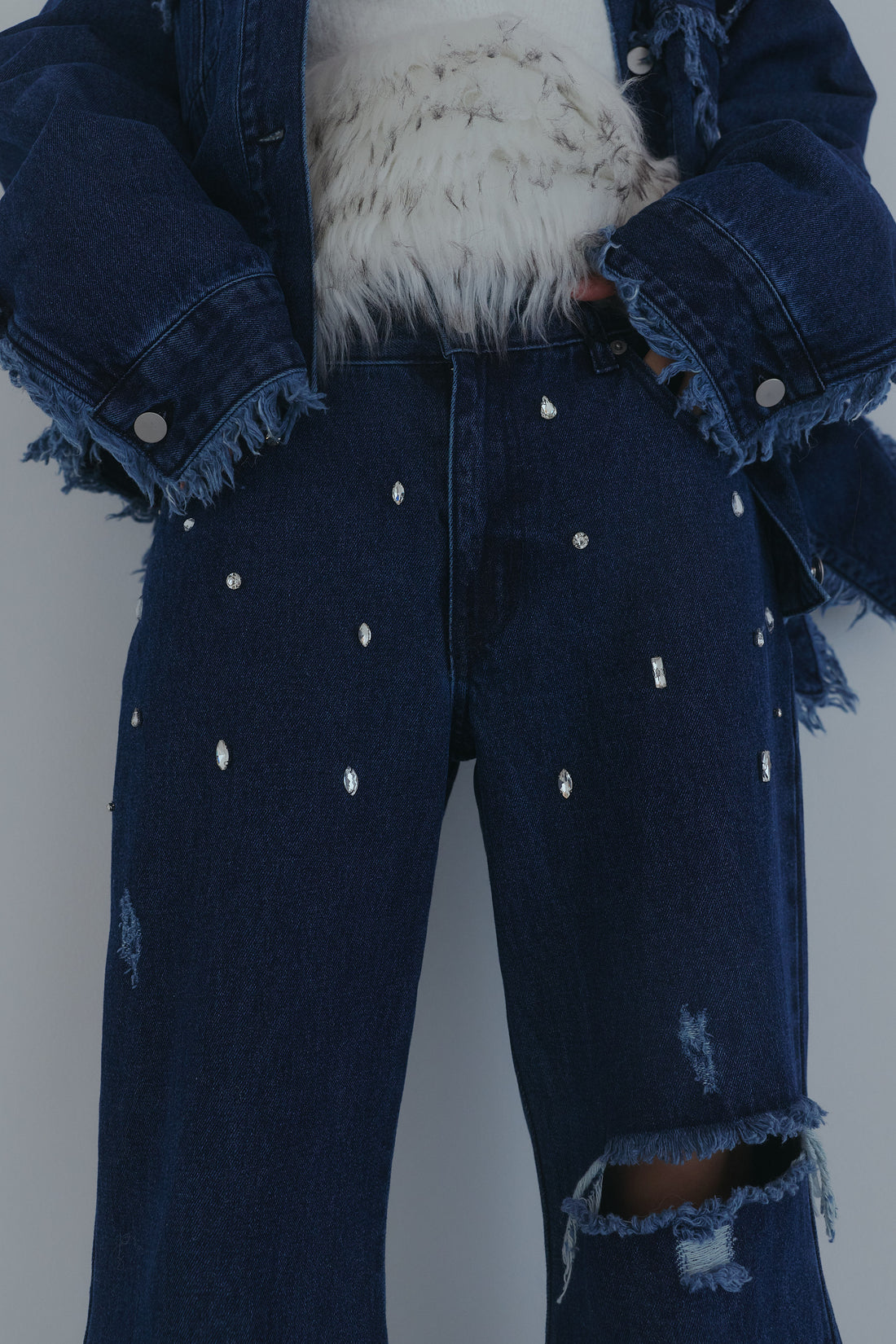 bijou fringe flare denim