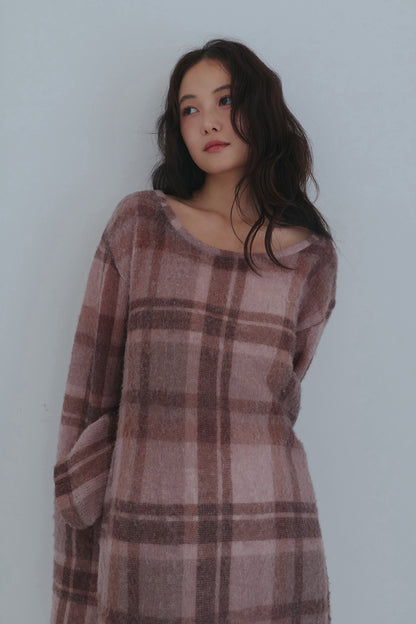 sheer checked one-piece