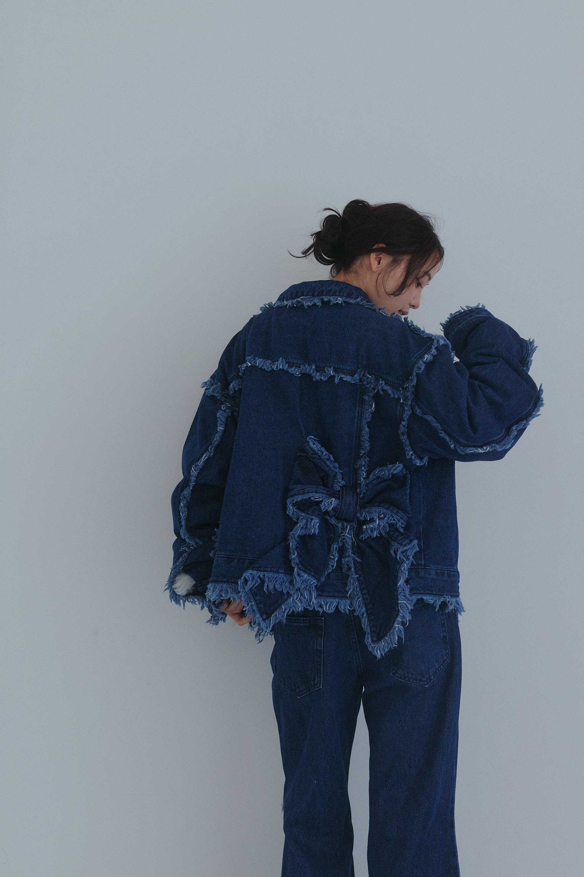 ribbon design denim jacket – andequal