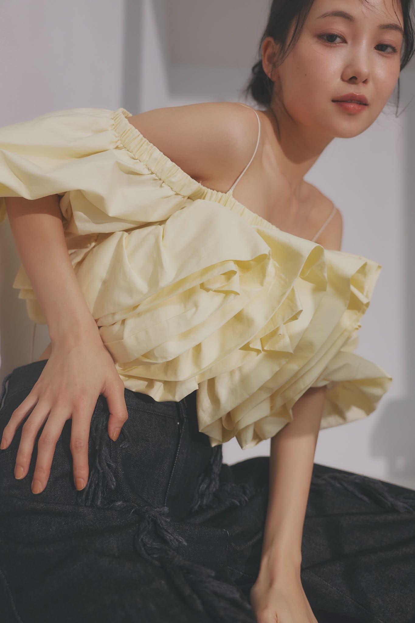 volume off shoulder blouse