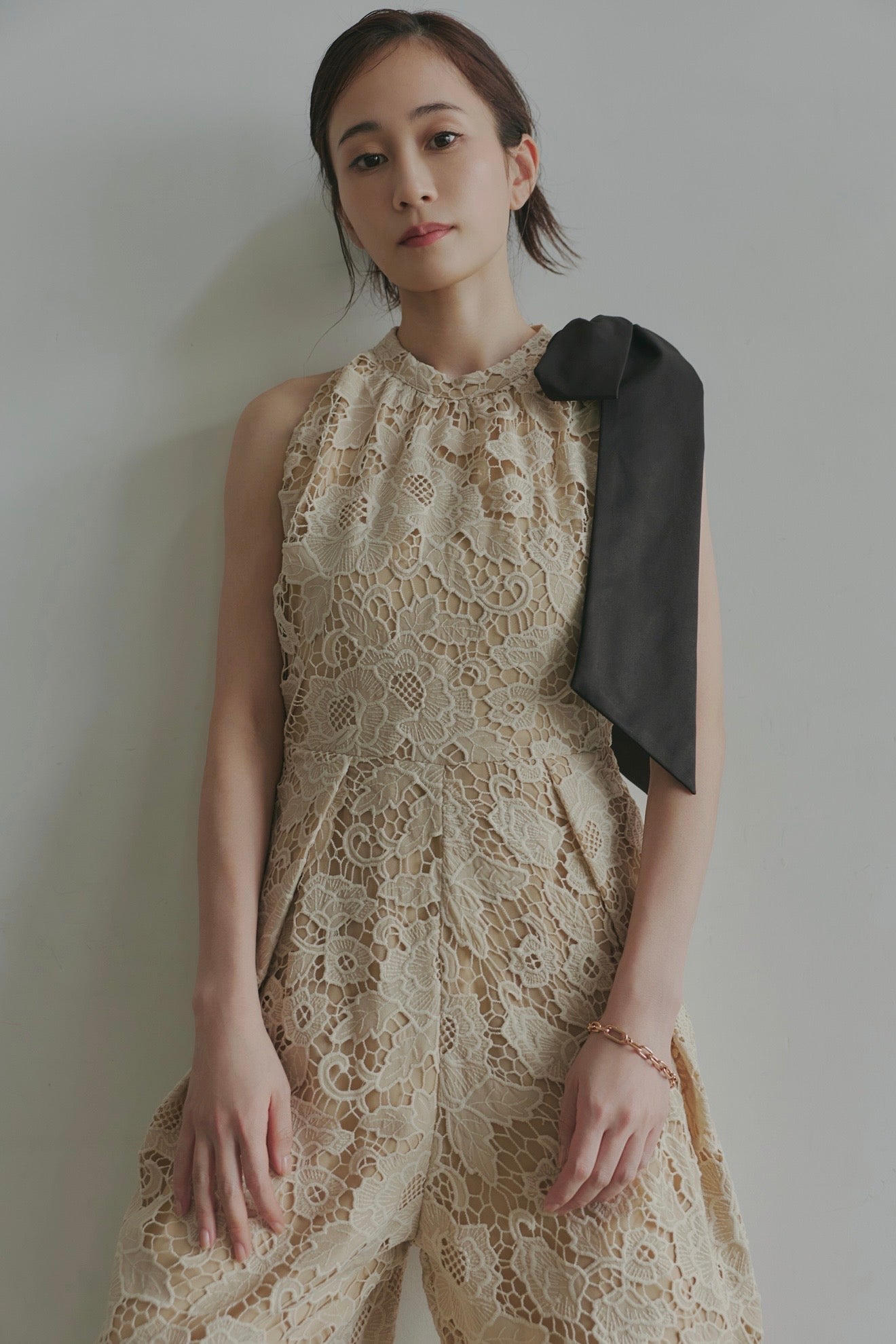 ribbon shoulder lace combinaison