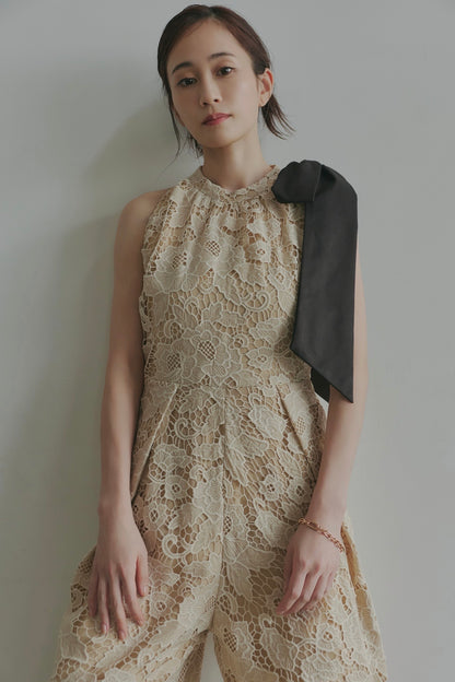 ribbon shoulder lace combinaison