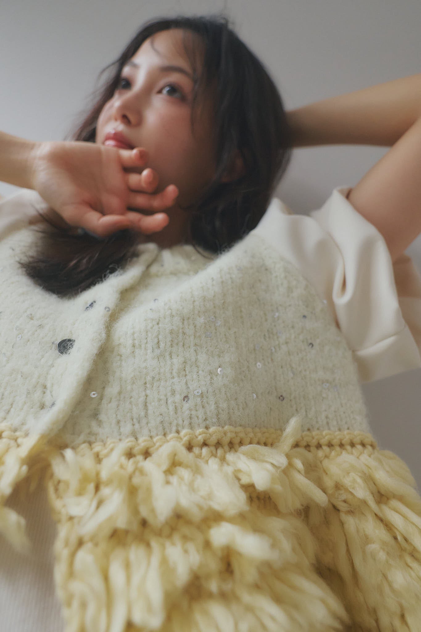 fringe design glitter summer knit