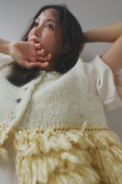 fringe design glitter summer knit