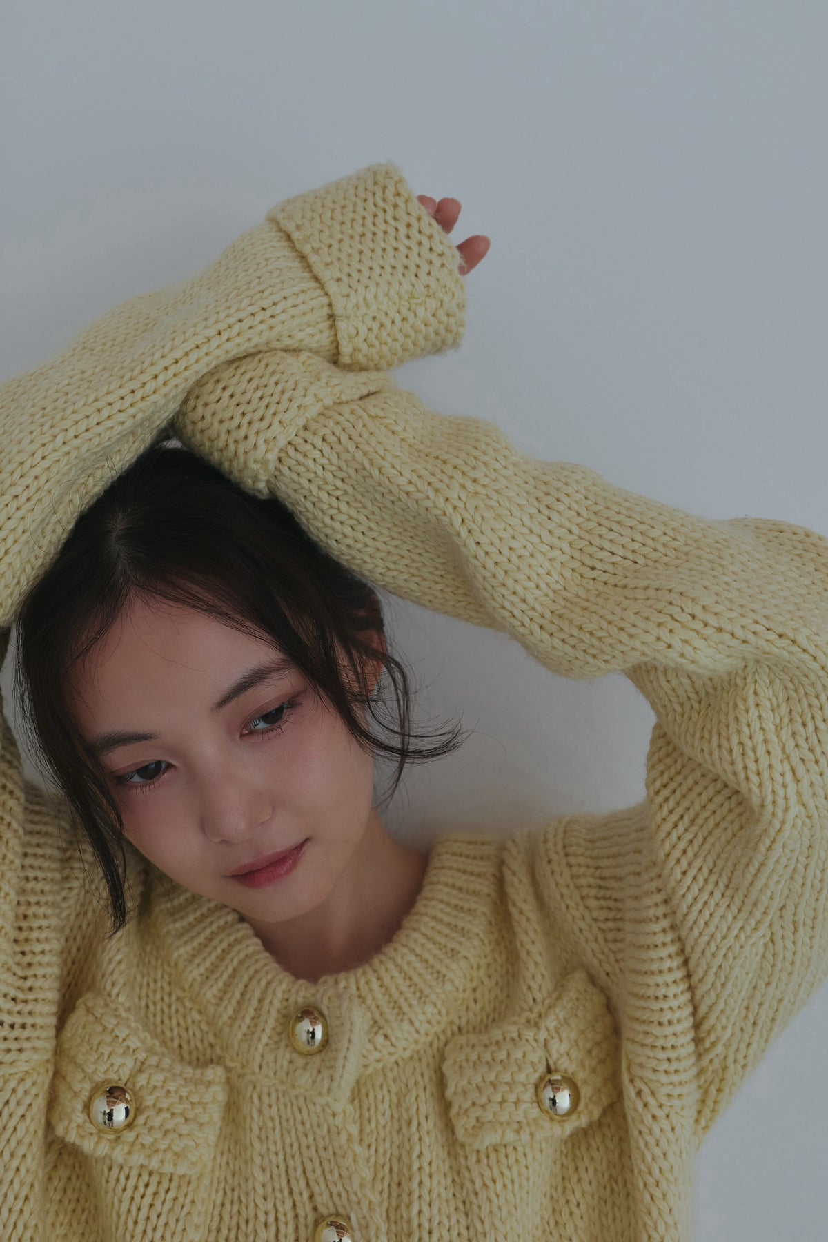 gold button pocket knit