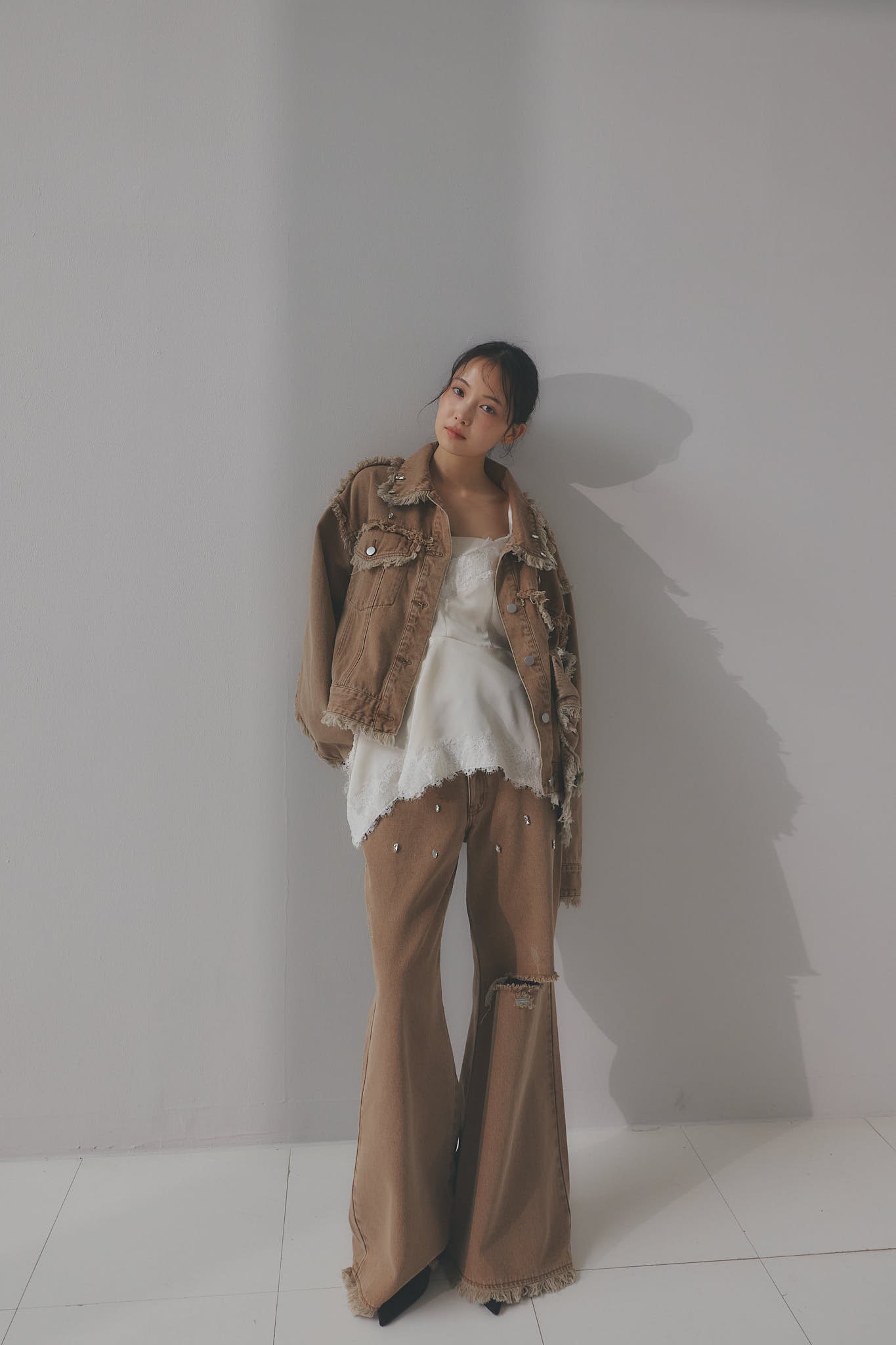 bijou fringe flare denim