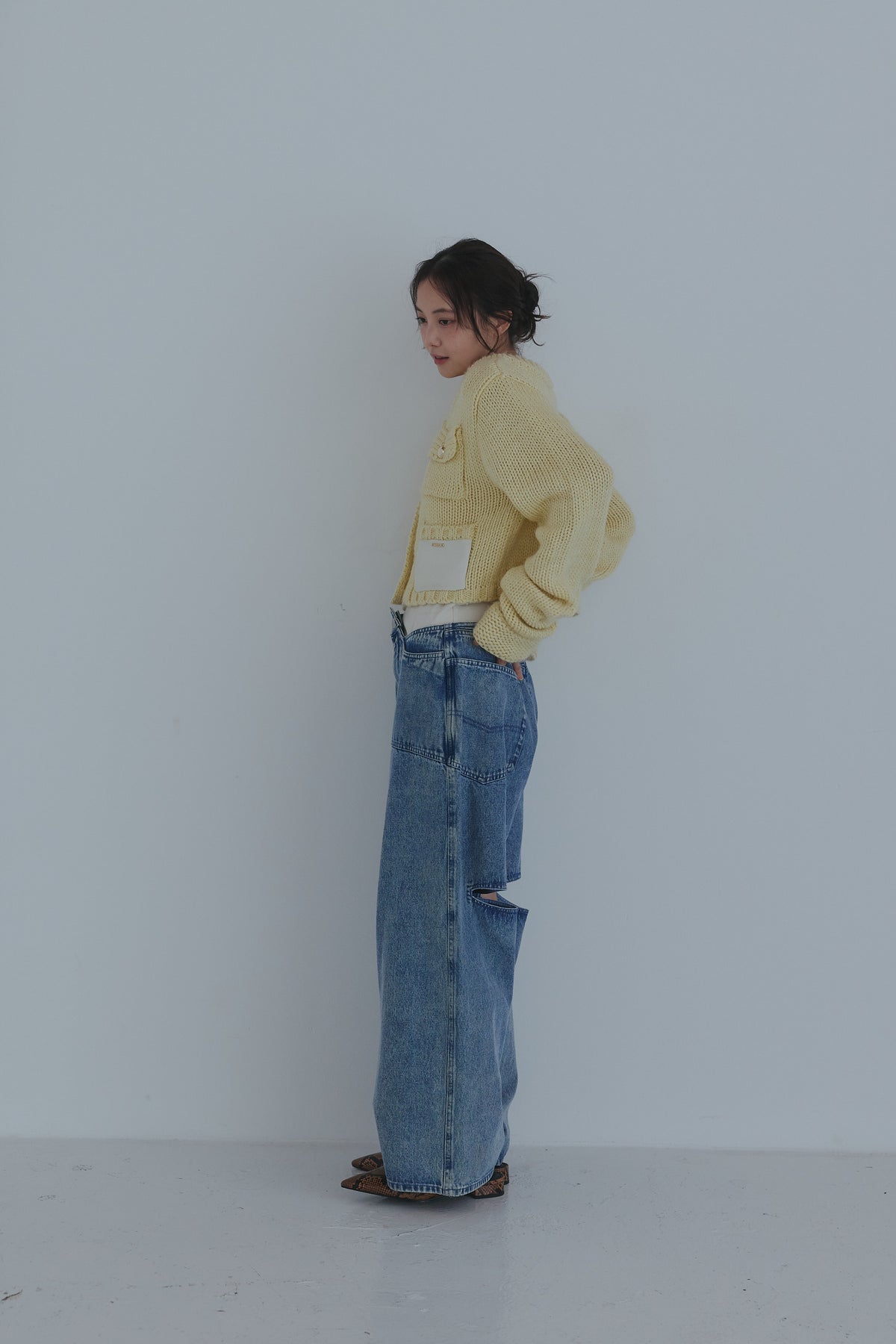 gold button pocket knit