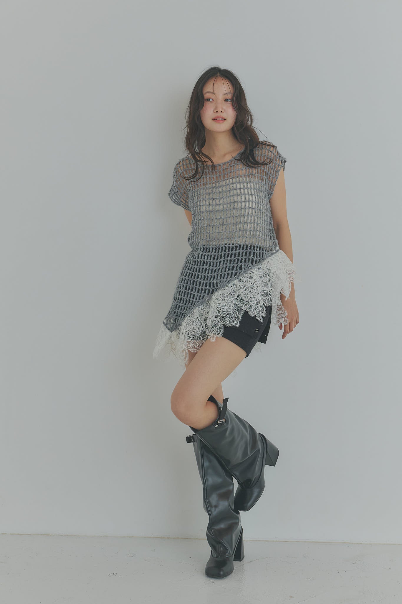 lace docking mesh knit