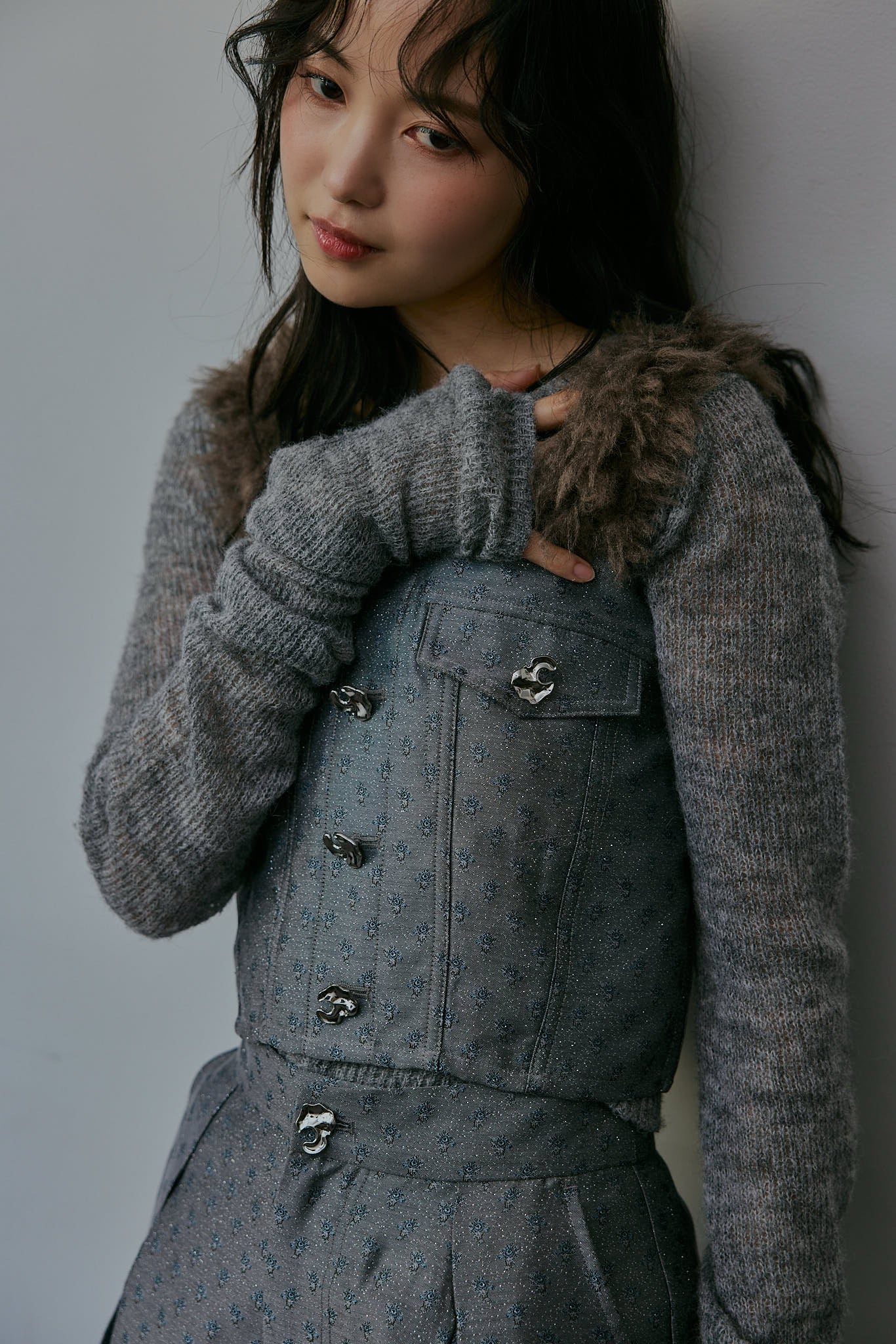 fur docking jacquard bustier